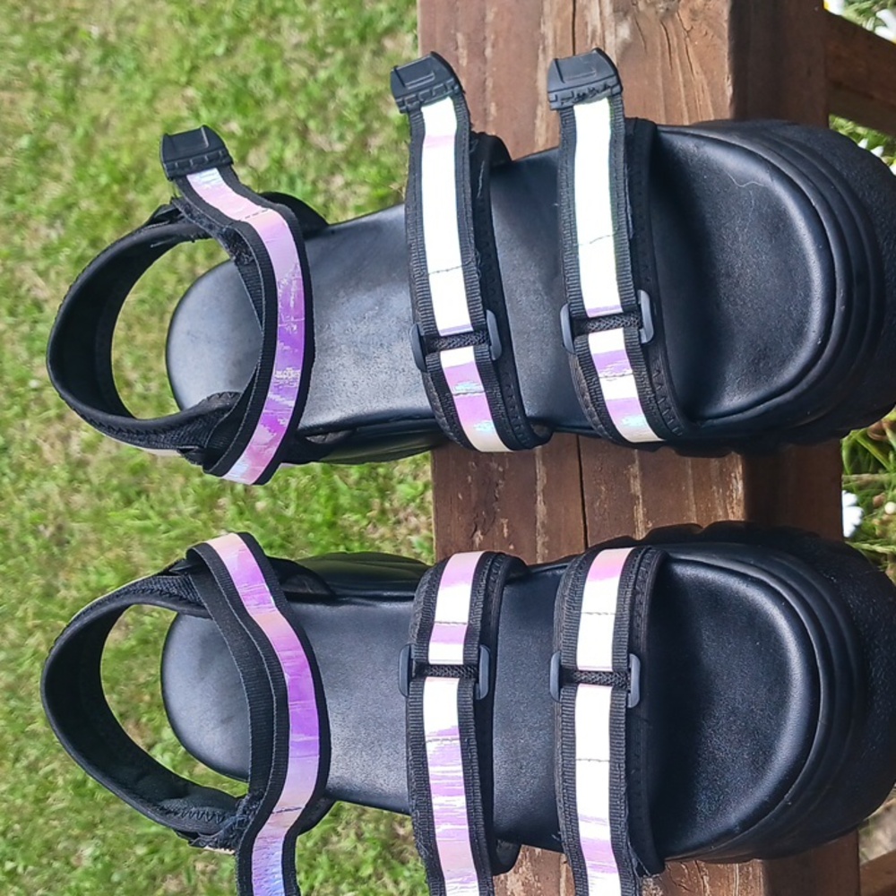 Holographic Platform Sandals